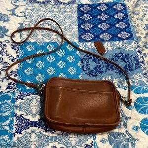 Coach brown wristlet over the shoulder bag pocket book purse